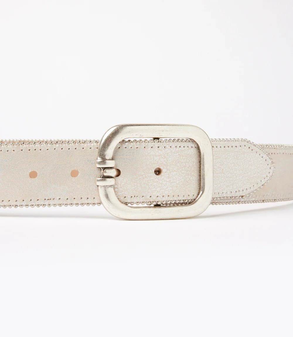 Streets Ahead Metallic Leather Rivet Trim Belt - Image 8