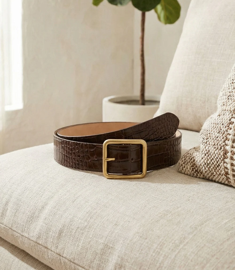 Streets Ahead Thin Crocodile Leather Buckle Belt - Image 3