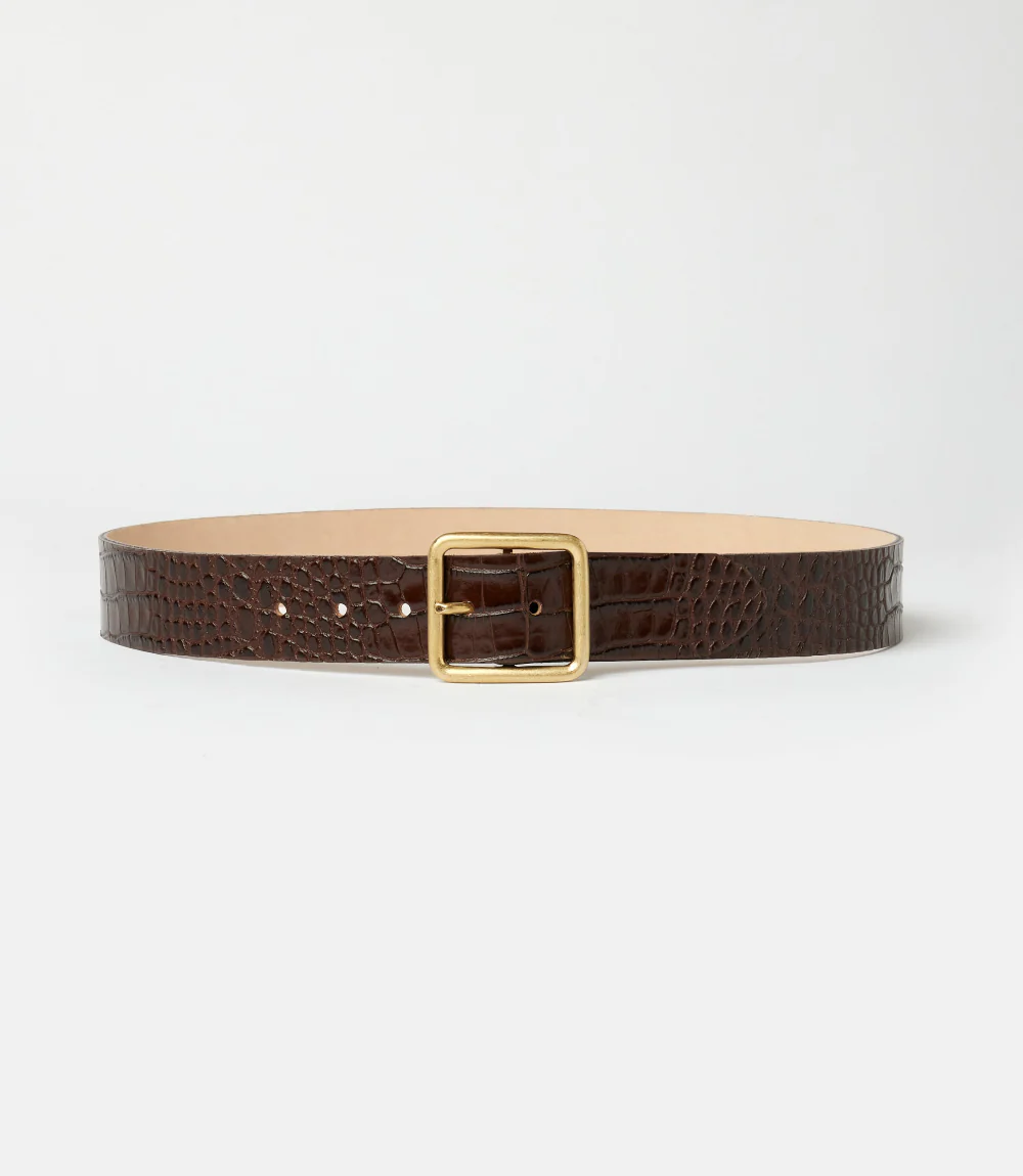 Streets Ahead Thin Crocodile Leather Buckle Belt - Image 4