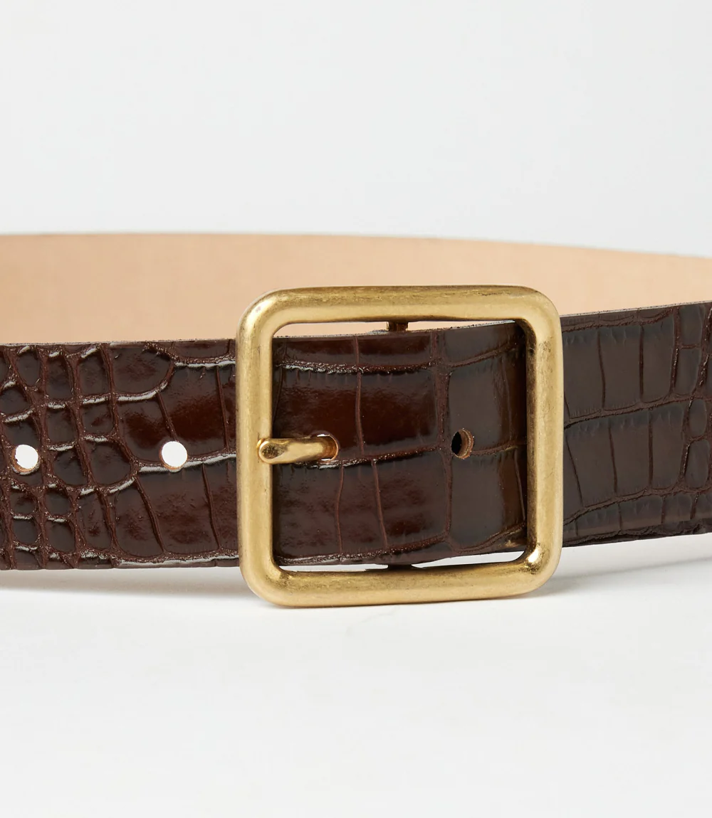 Streets Ahead Thin Crocodile Leather Buckle Belt - Image 5