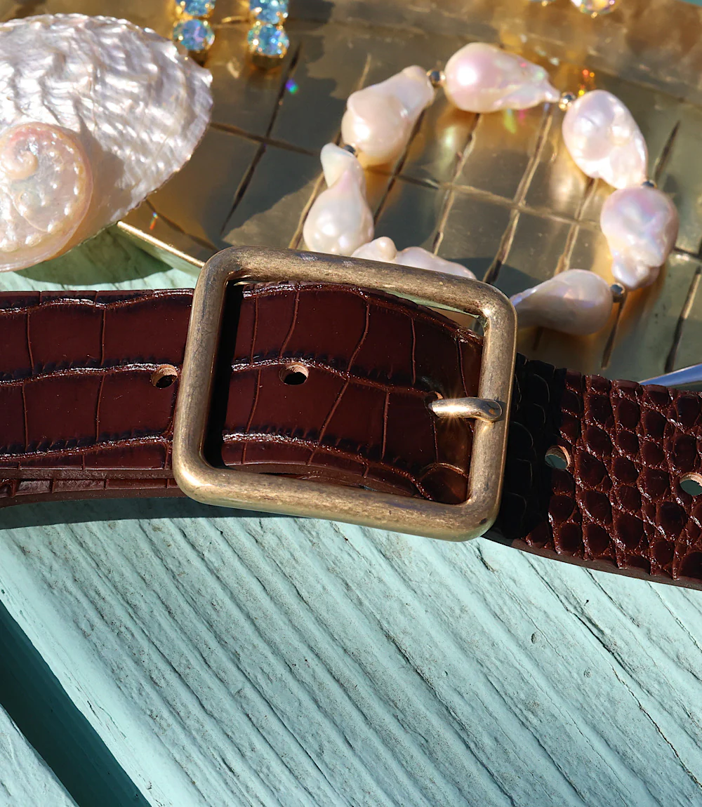 Streets Ahead Thin Crocodile Leather Buckle Belt - Image 6