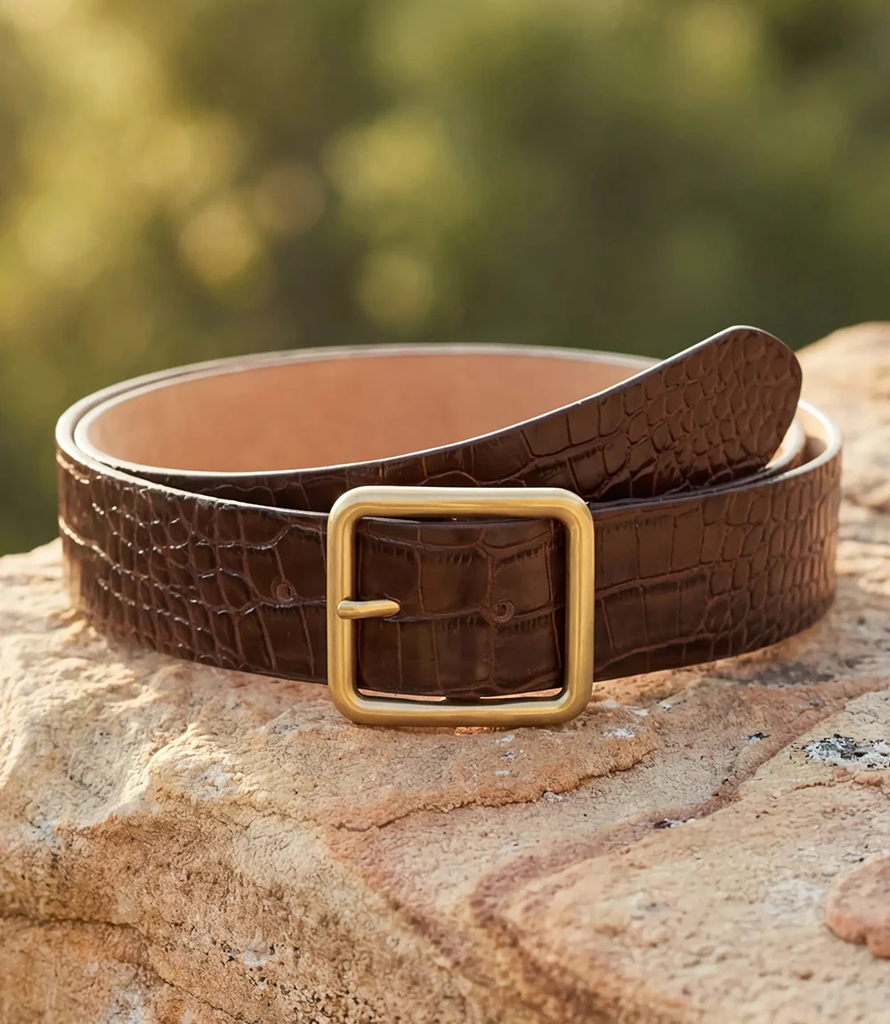 Streets Ahead Thin Crocodile Leather Buckle Belt - Image 7