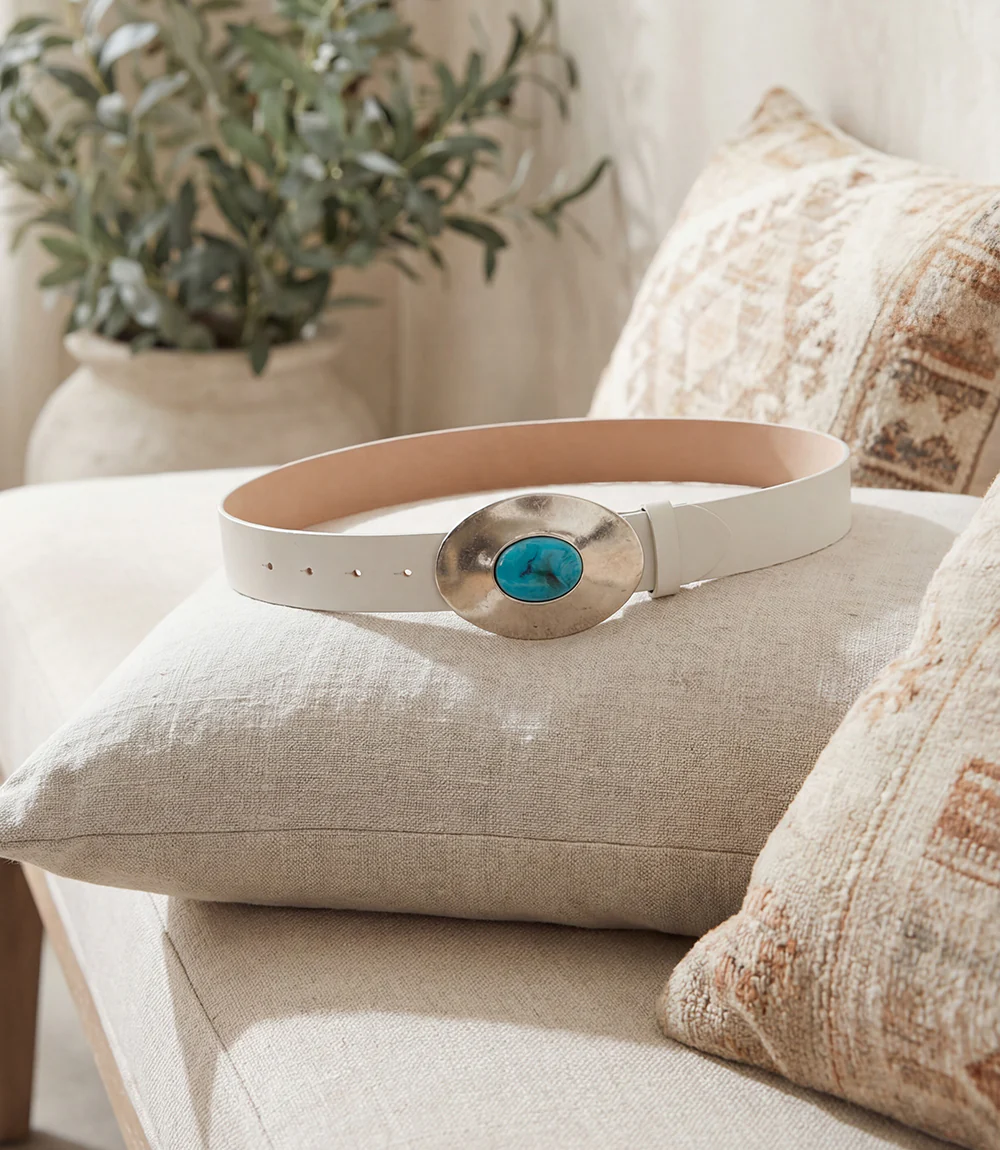 Streets Ahead Turquoise Buckle Leather Belt - Image 4
