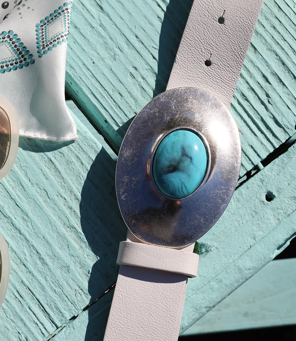 Streets Ahead Turquoise Buckle Leather Belt - Image 6