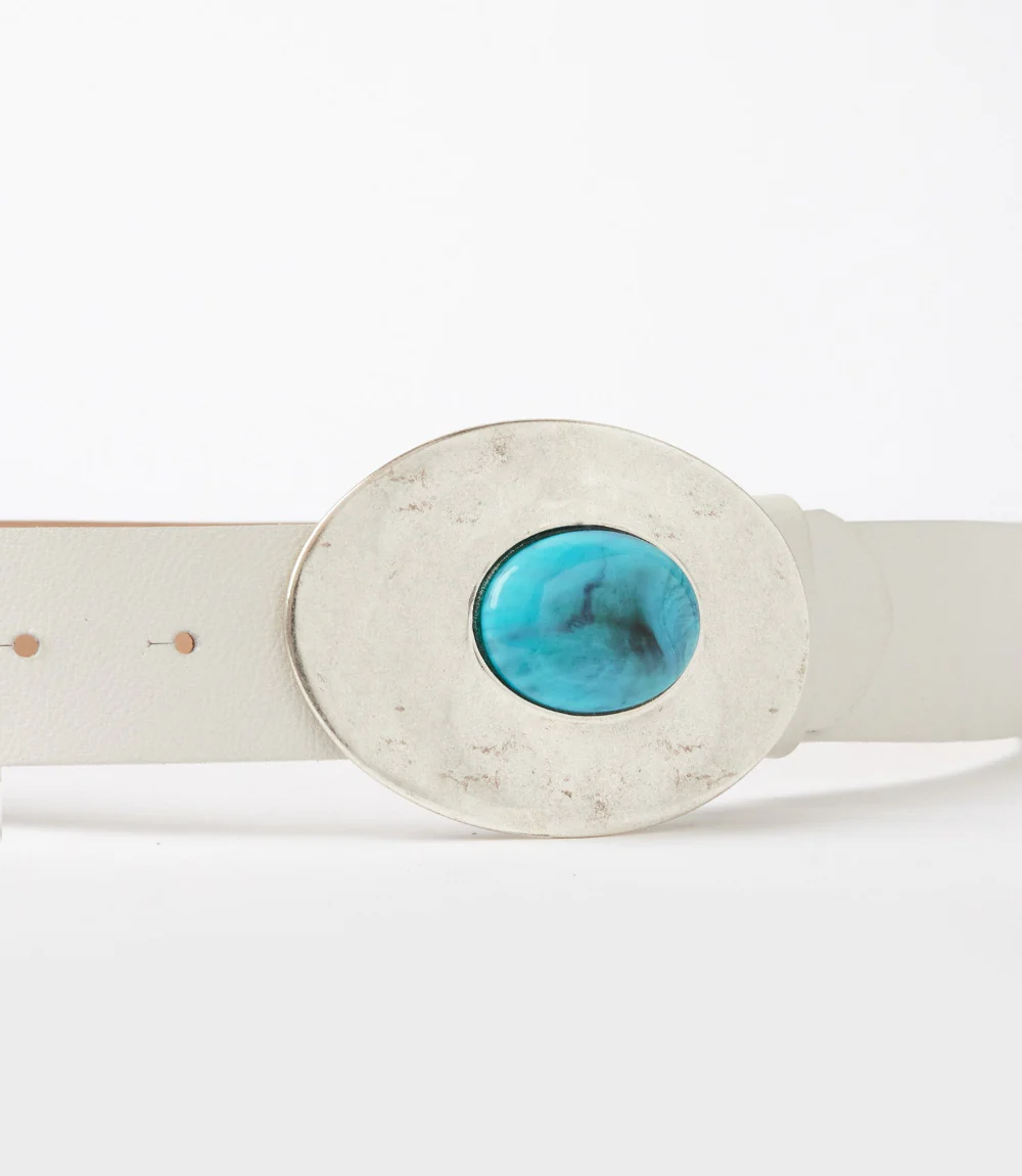 Streets Ahead Turquoise Buckle Leather Belt - Image 8