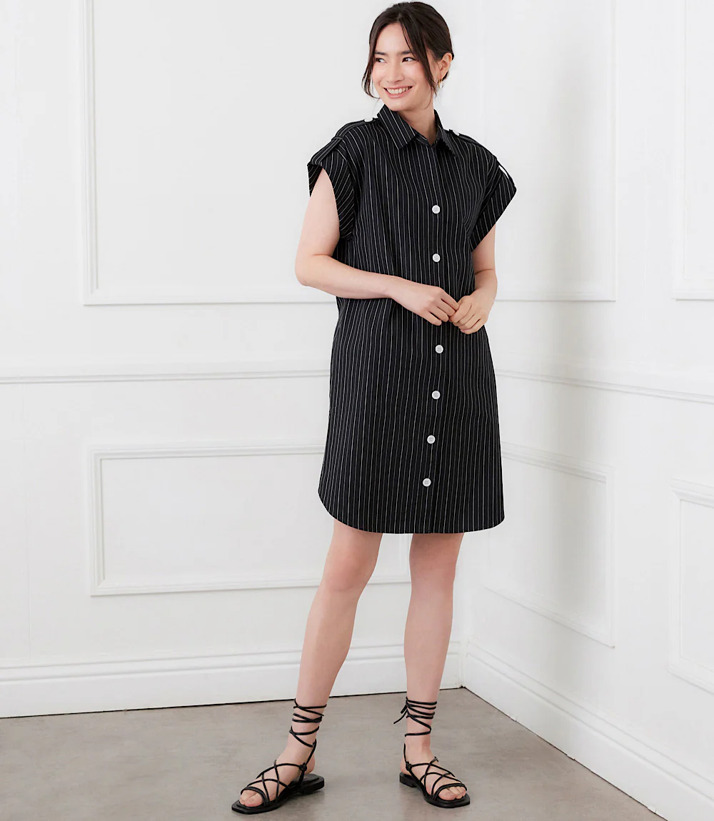 Stripe Cap Sleeve Shirtdress - Image 8