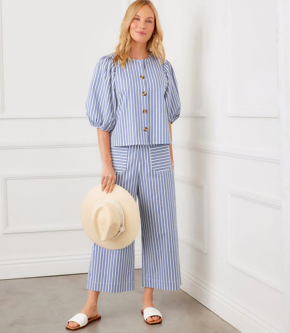 Stripe Cropped Wide-Leg Pants - Image 2