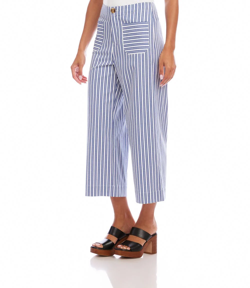 Stripe Cropped Wide-Leg Pants - Image 4