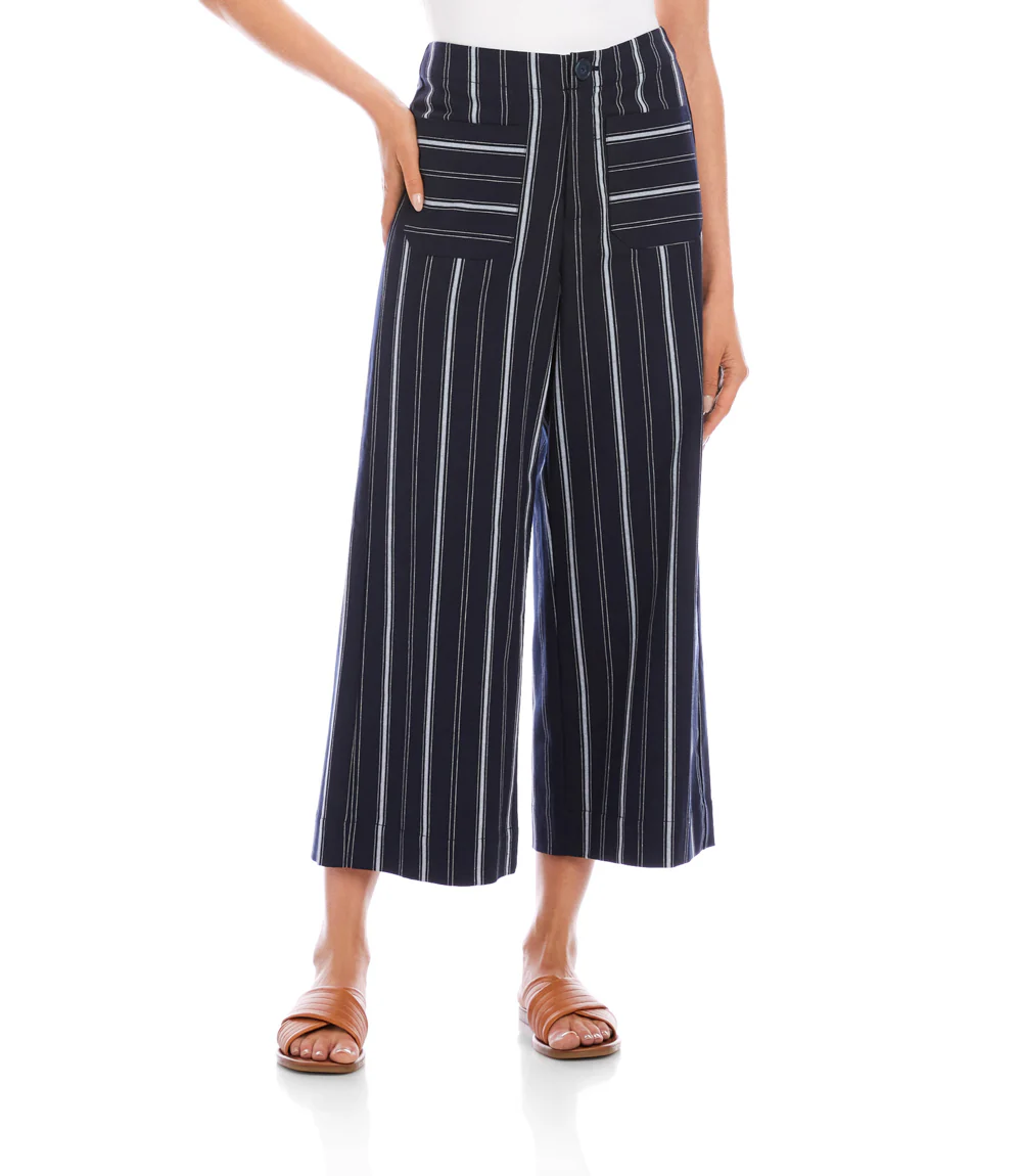 Stripe Cropped Wide-Leg Pants - Image 2
