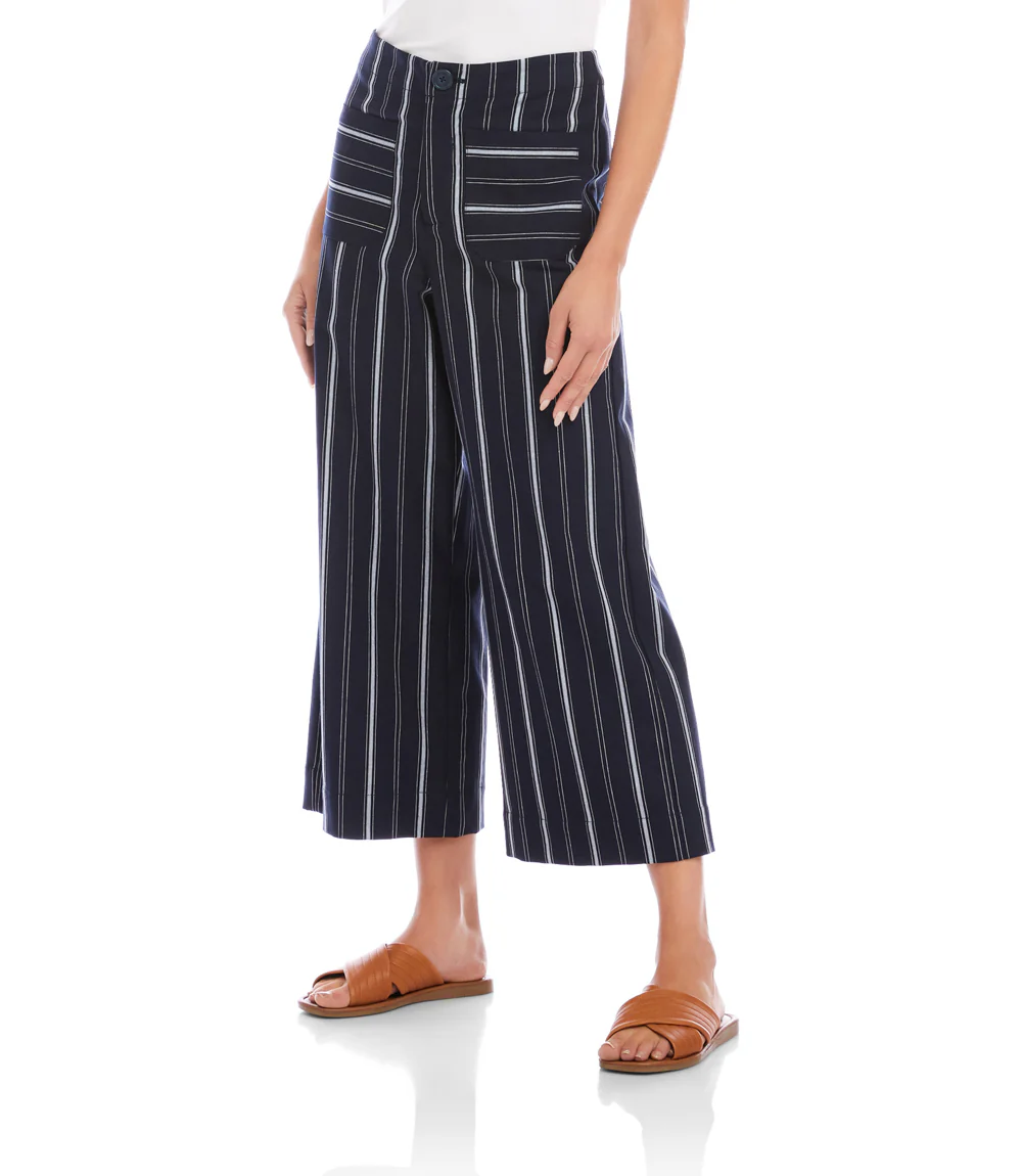 Stripe Cropped Wide-Leg Pants - Image 3