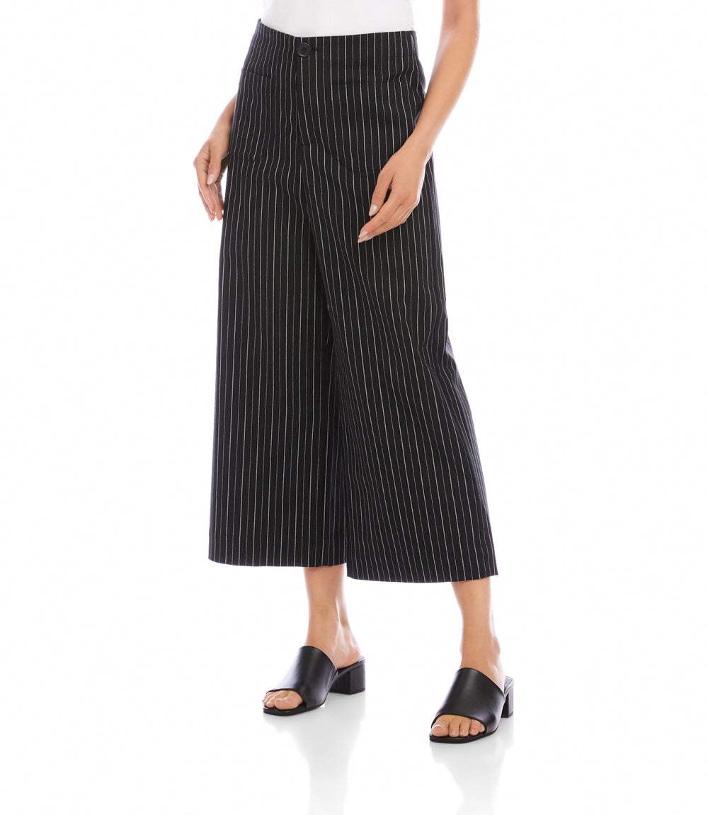 Stripe Cropped Wide-Leg Pants - Image 3