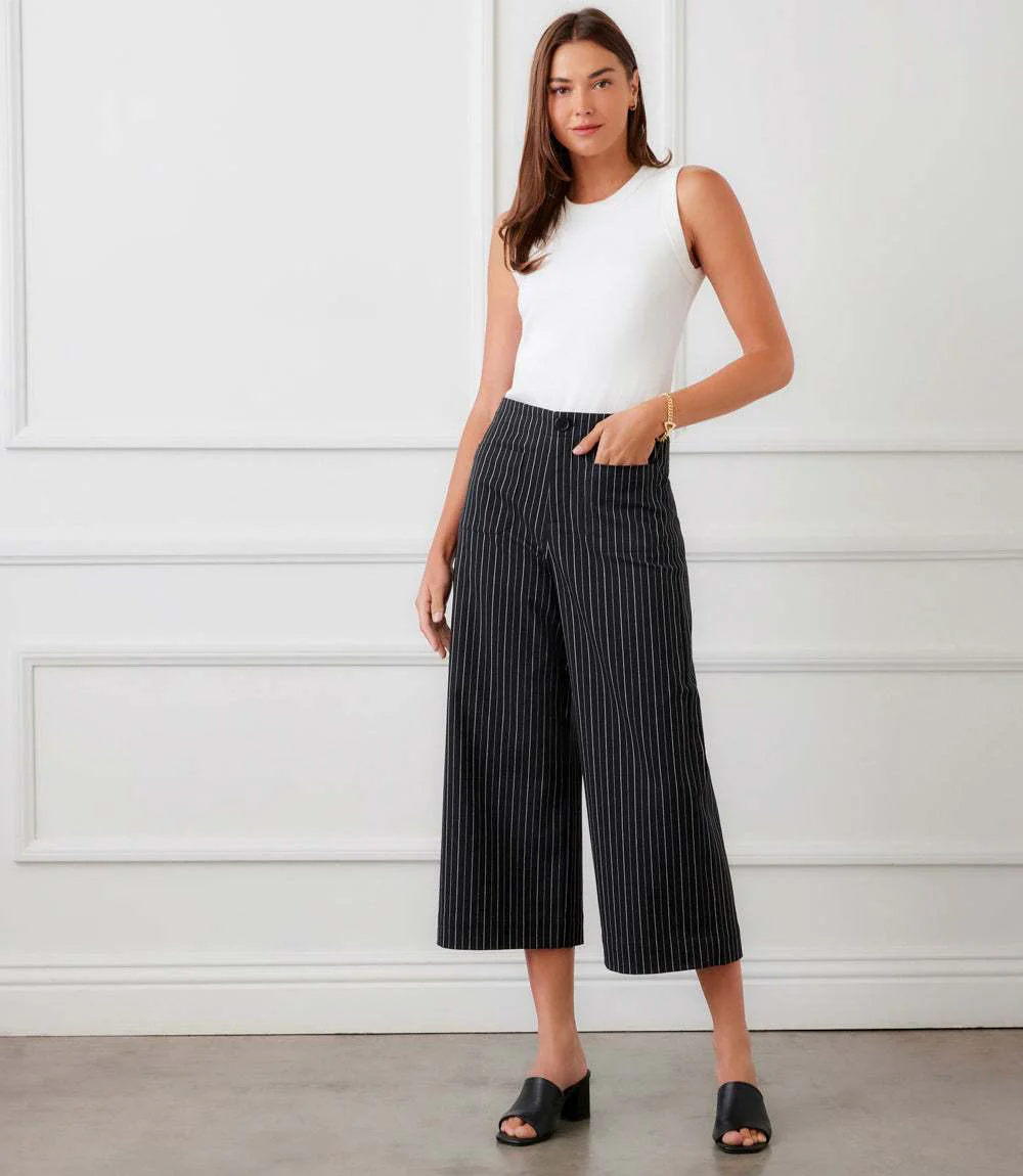 Stripe Cropped Wide-Leg Pants - Image 5