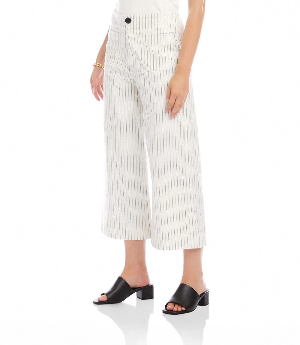 Stripe Cropped Wide-Leg Pants - Image 3