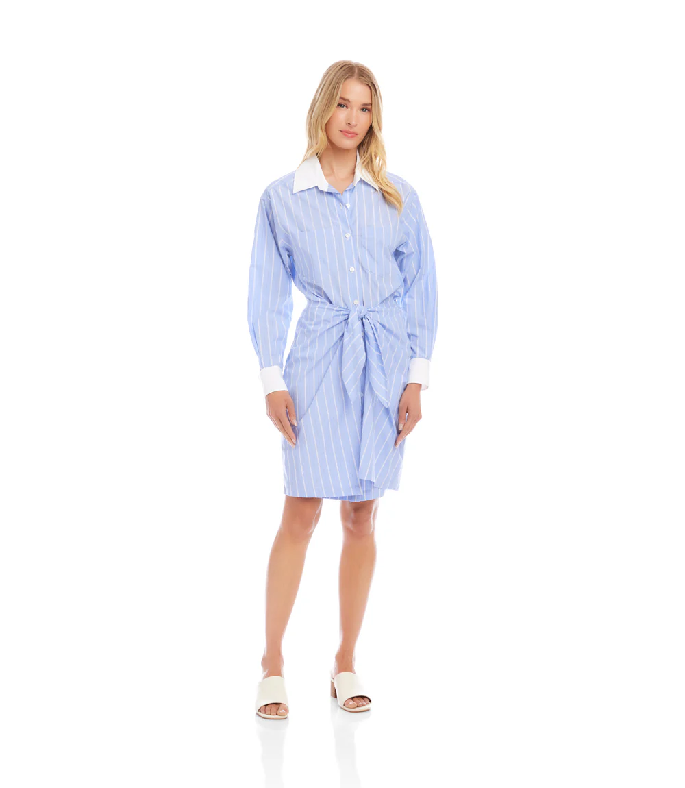 Stripe Faux Wrap Shirtdress - Image 3