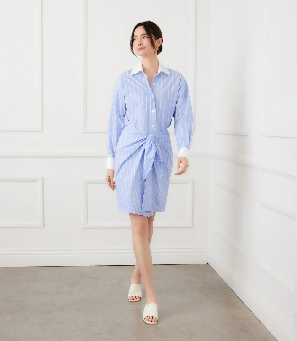 Stripe Faux Wrap Shirtdress - Image 7