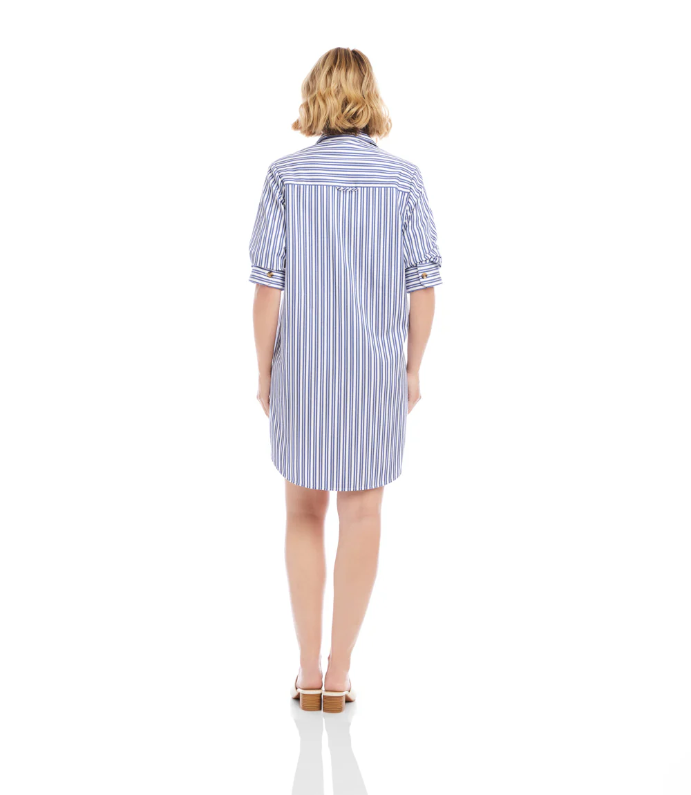 Stripe Ruched Sleeve Shirtdress - Image 6
