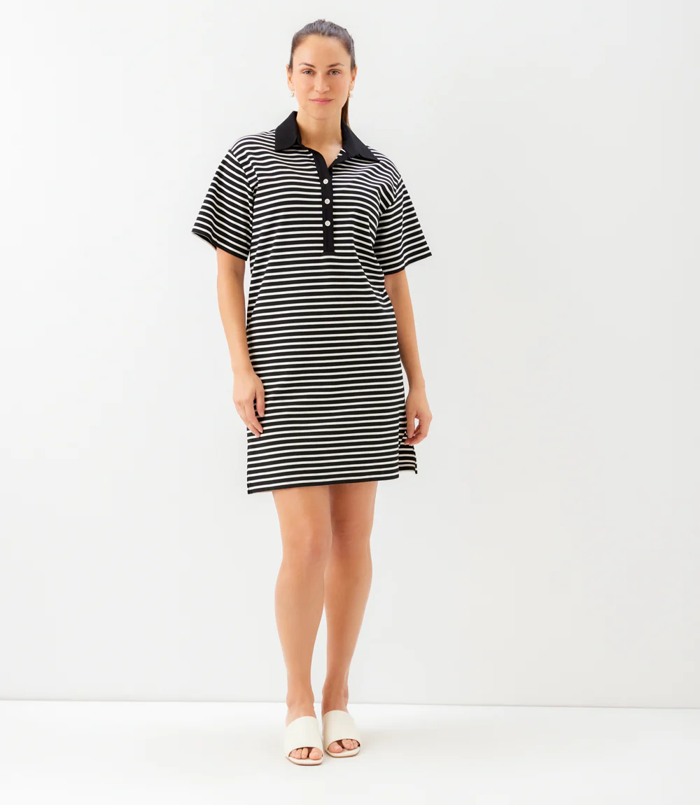 Stripe Short Sleeve Polo Dress - Image 2