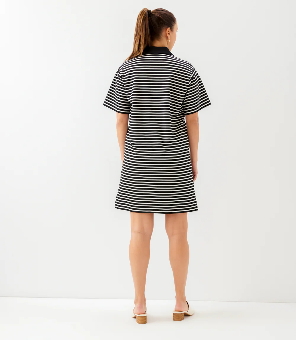 Stripe Short Sleeve Polo Dress - Image 4
