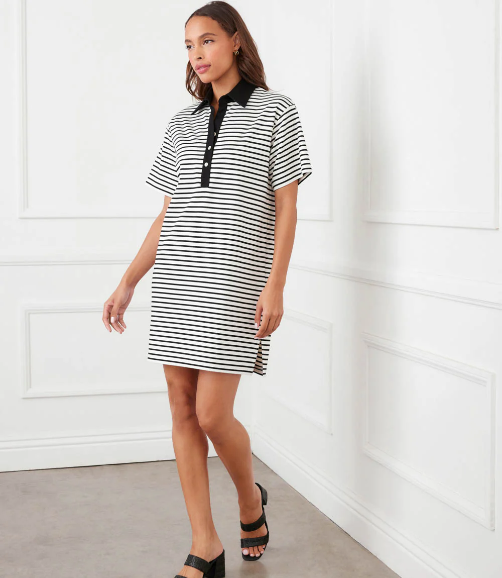 Stripe Short Sleeve Polo Dress - Image 3