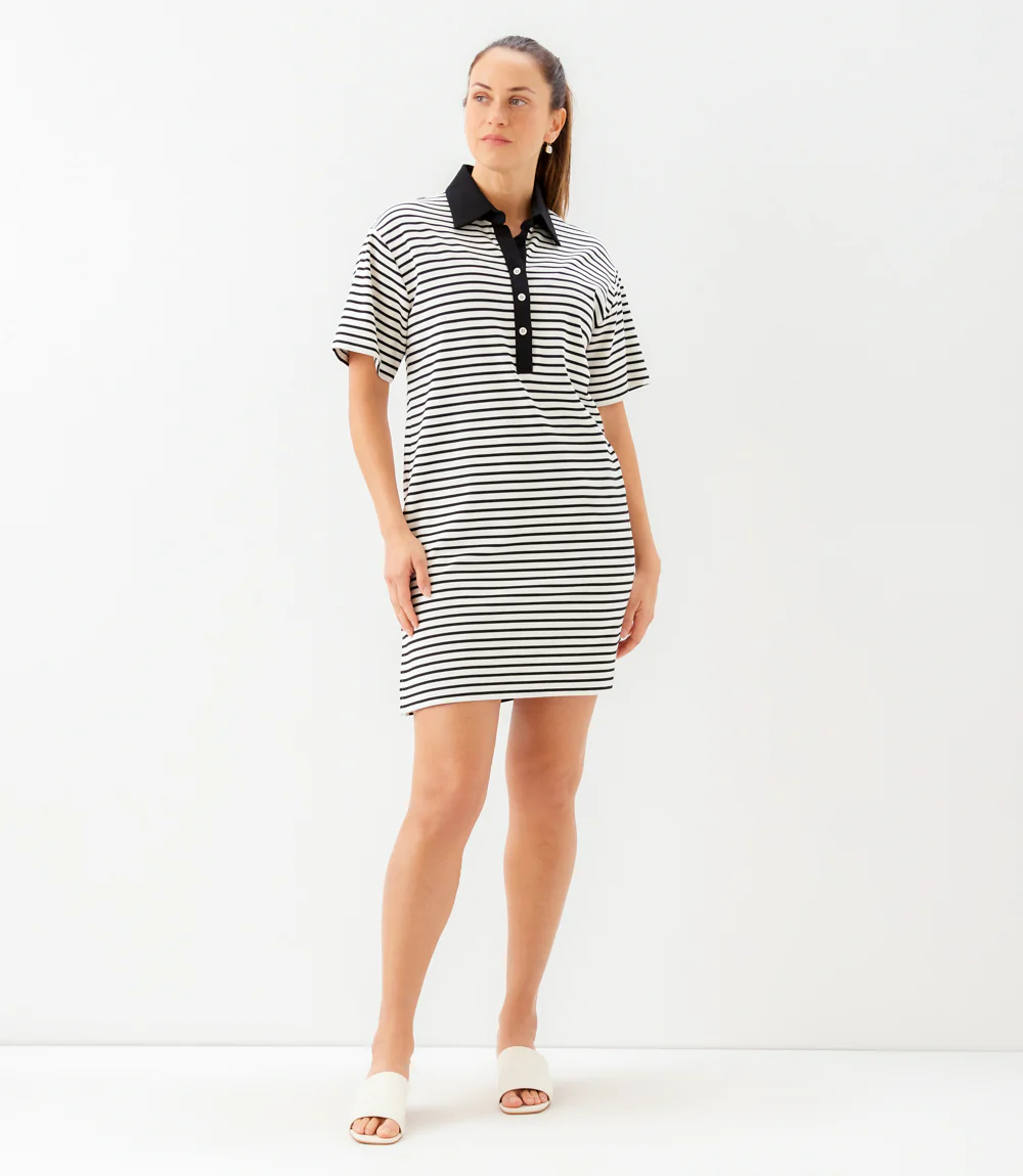 Stripe Short Sleeve Polo Dress - Image 5