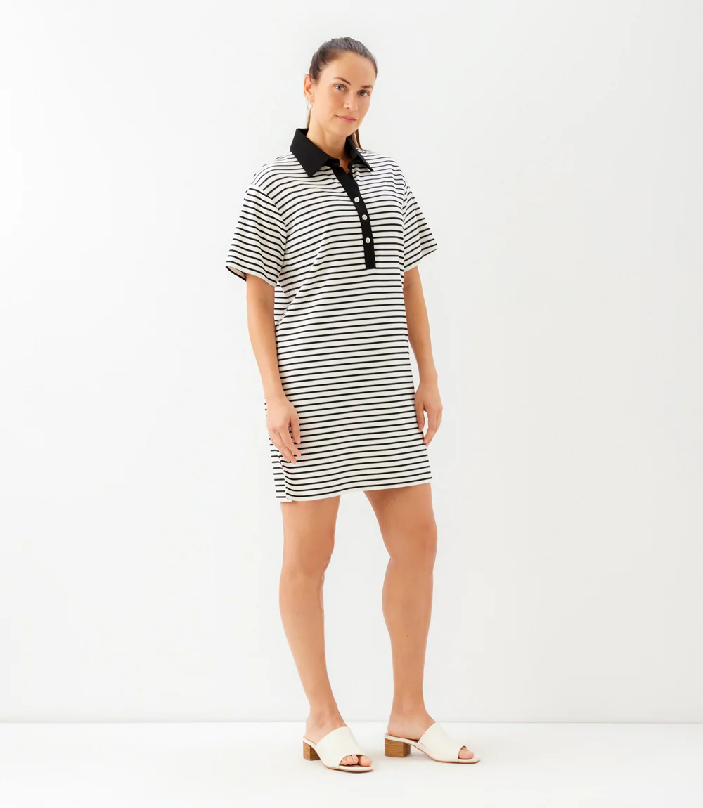 Stripe Short Sleeve Polo Dress - Image 6