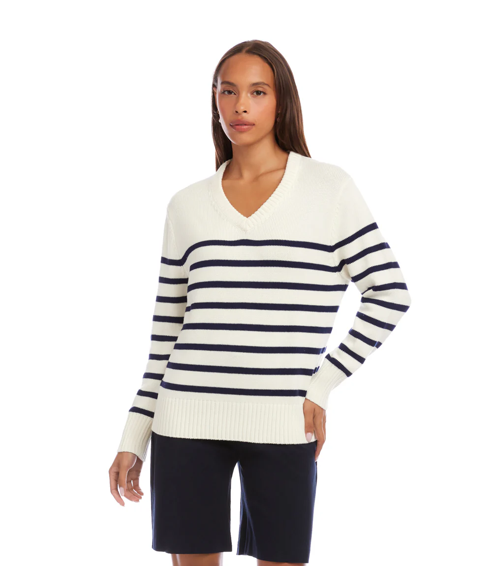 Stripe V-Neck Sweater - Image 3