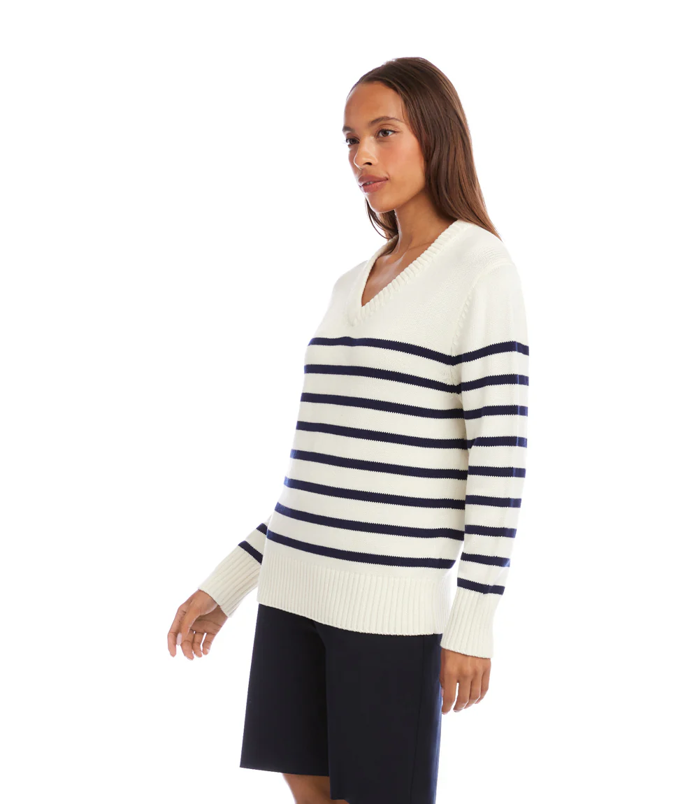 Stripe V-Neck Sweater - Image 4