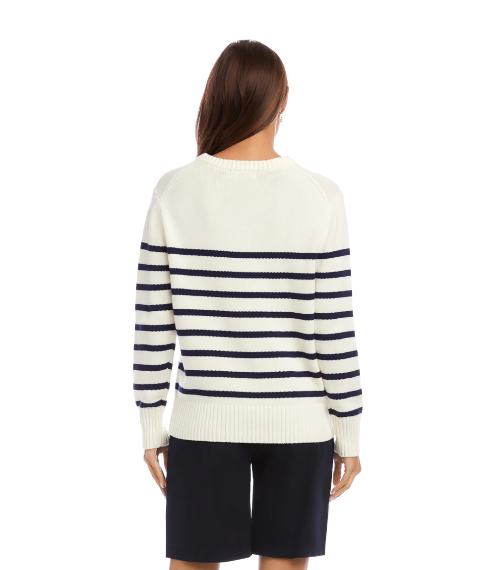 Stripe V-Neck Sweater - Image 5