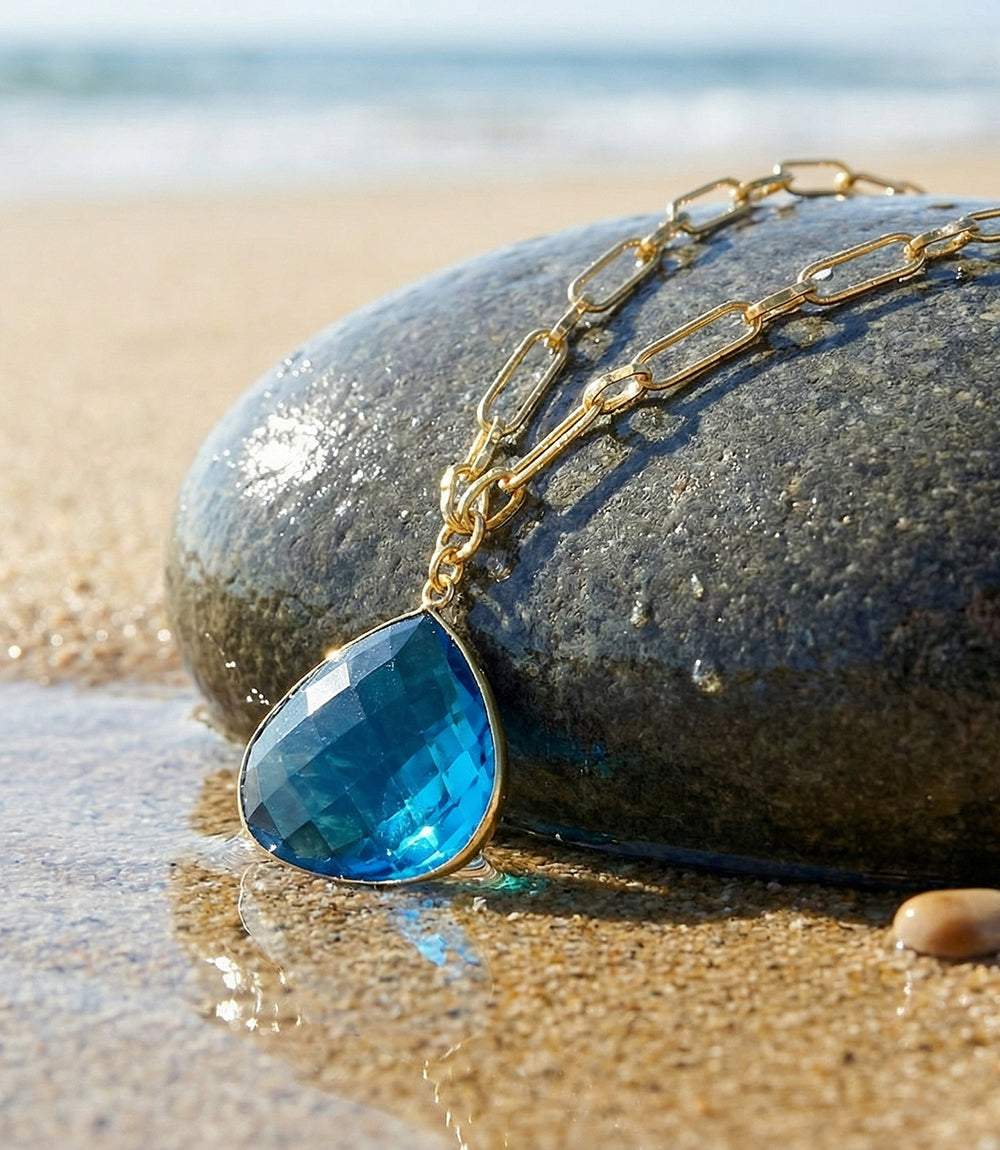 Teal Quartz Pendant Necklace - Image 3