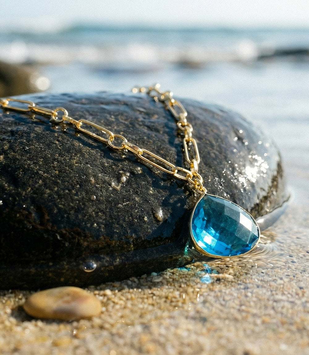 Teal Quartz Pendant Necklace - Image 4