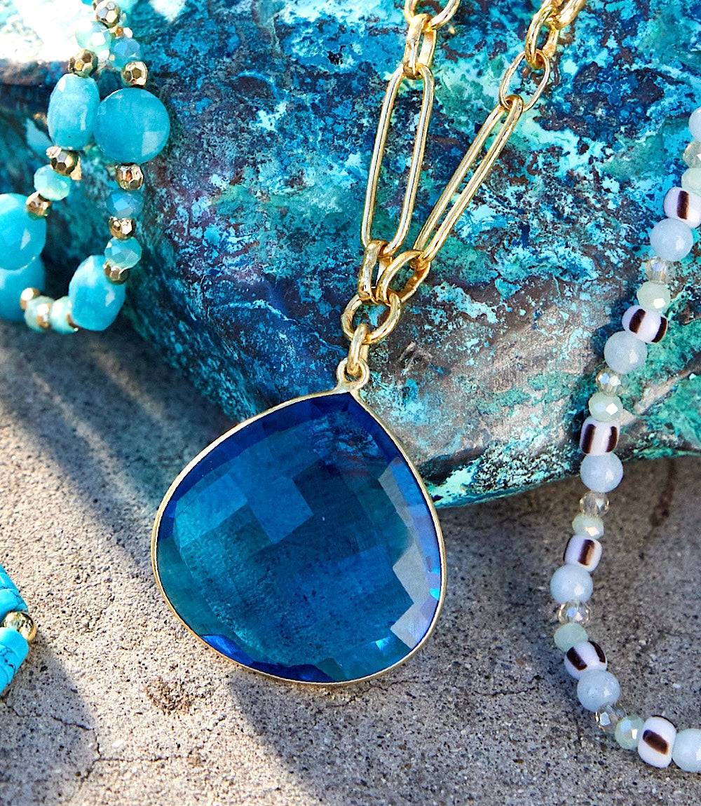Teal Quartz Pendant Necklace - Image 6