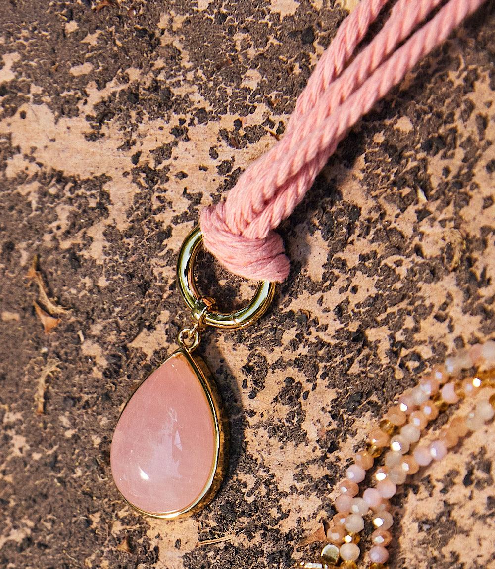 Teardrop Gemstone Cord Necklace - Image 2