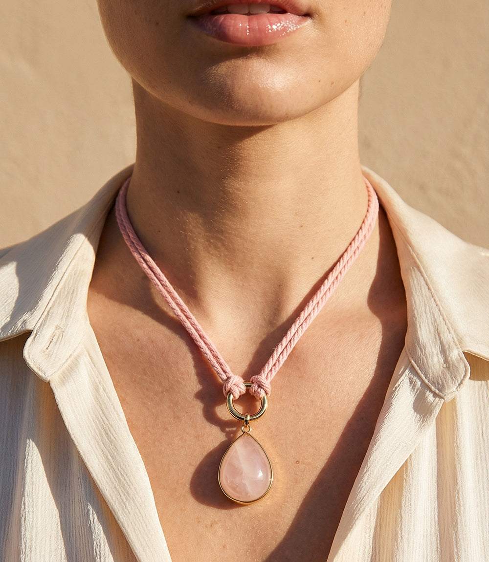 Teardrop Gemstone Cord Necklace - Image 4