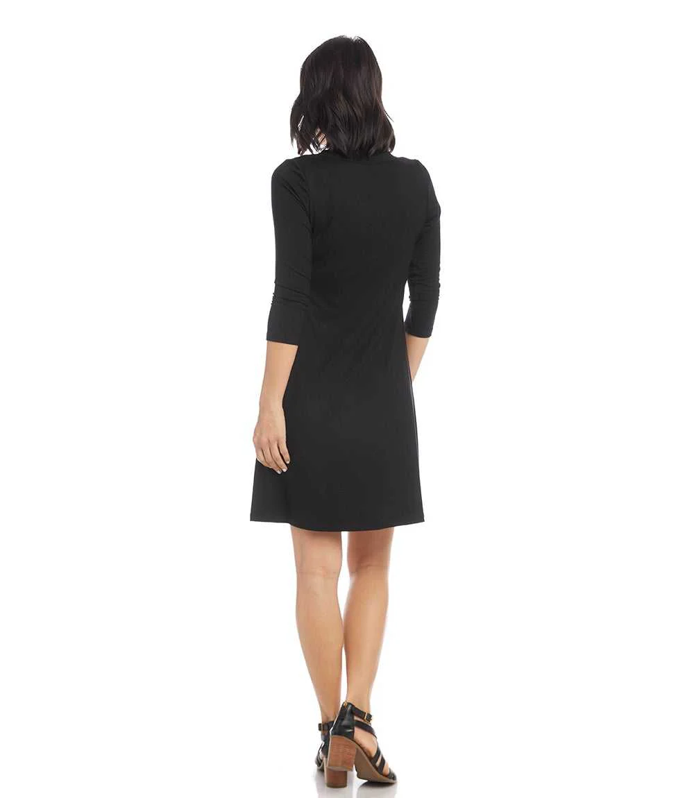 Three Quarter Sleeve A-Line Dress - Image 4