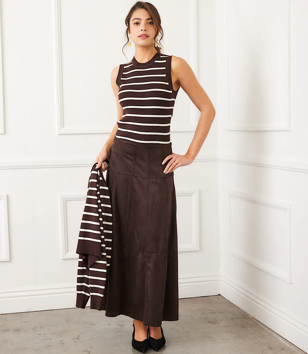 Tiered Faux Suede Midi Skirt - Image 6