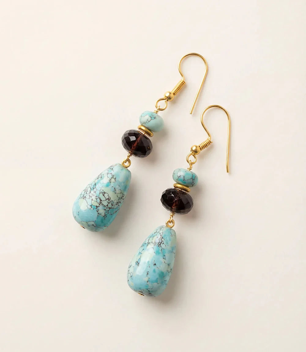 Tiered Turquoise And Gemstone Earrings - Image 2