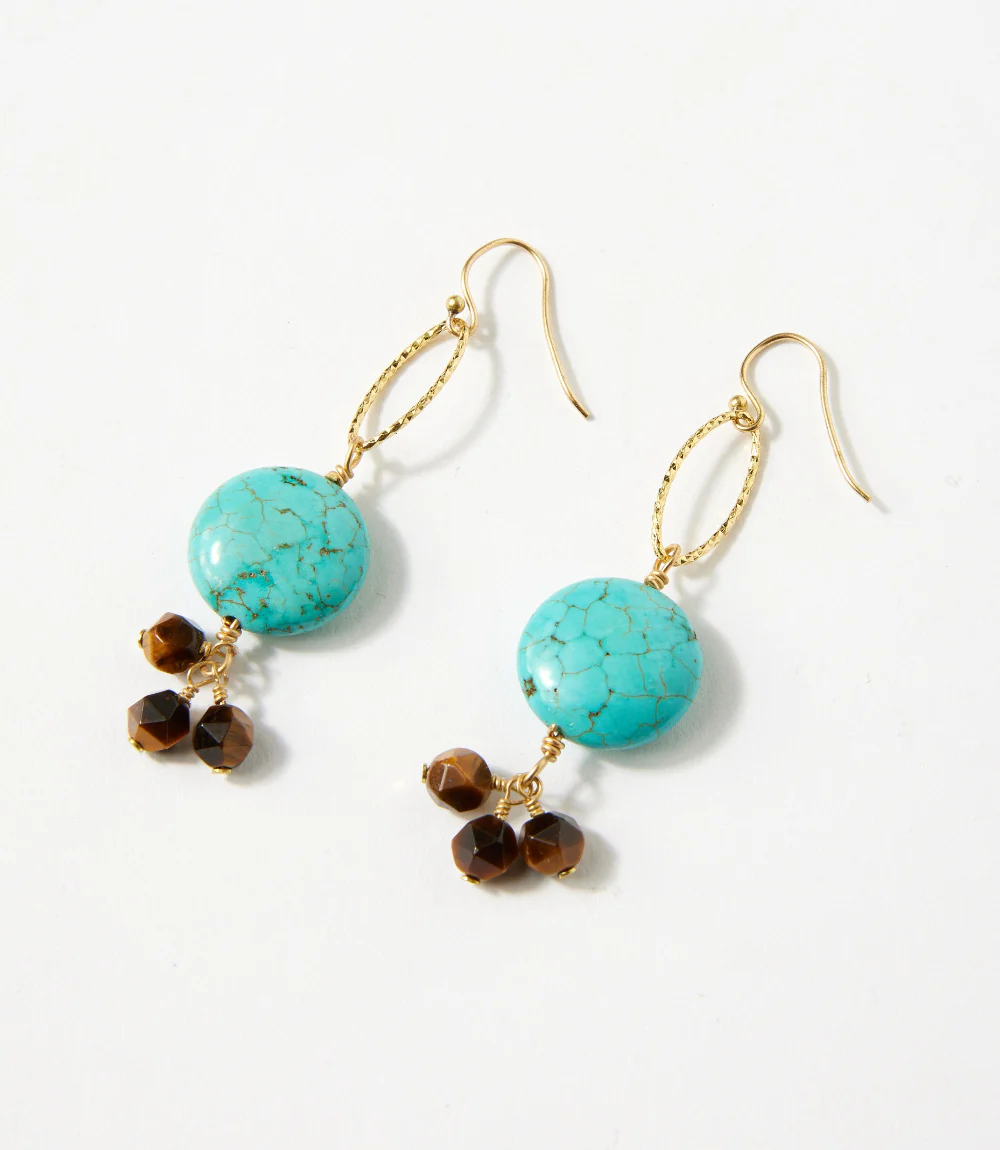 Tiger's Eye And Blue Magnesite Earrings - Image 2