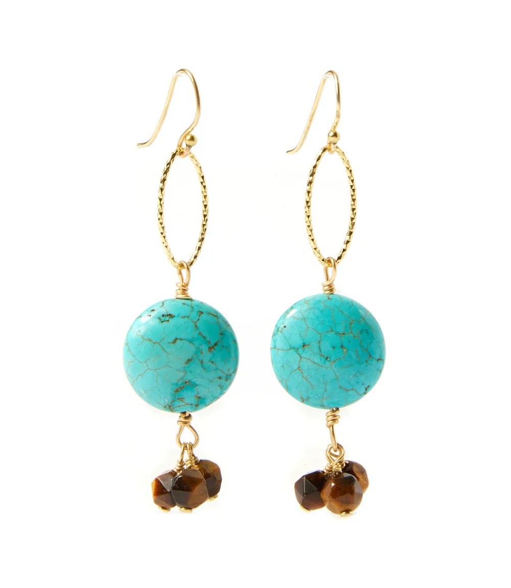 Tiger's Eye And Blue Magnesite Earrings - Image 4