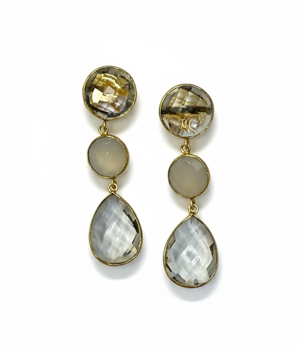 Triple Drop Crystal Earrings - Image 2