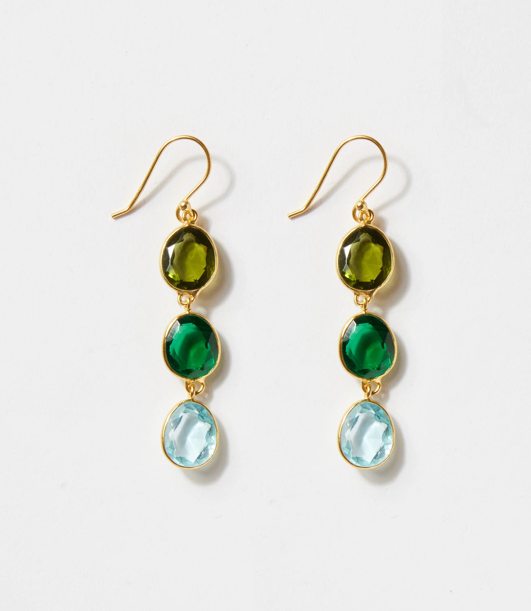 Triple Drop Gemstone Earrings - Image 2