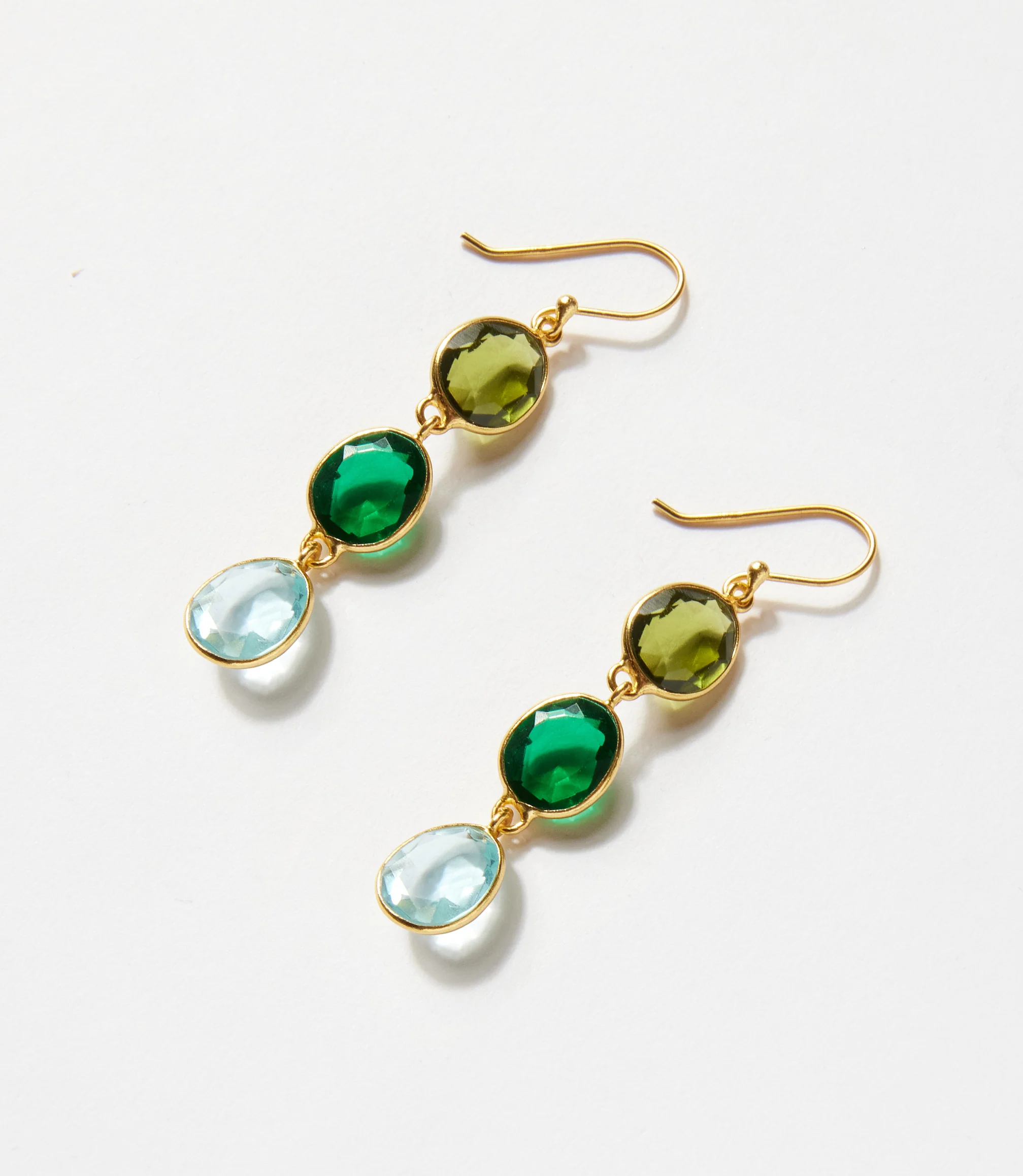 Triple Drop Gemstone Earrings - Image 3