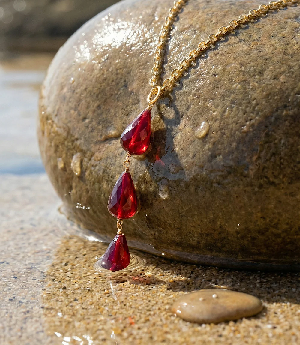 Triple Drop Gemstone Necklace