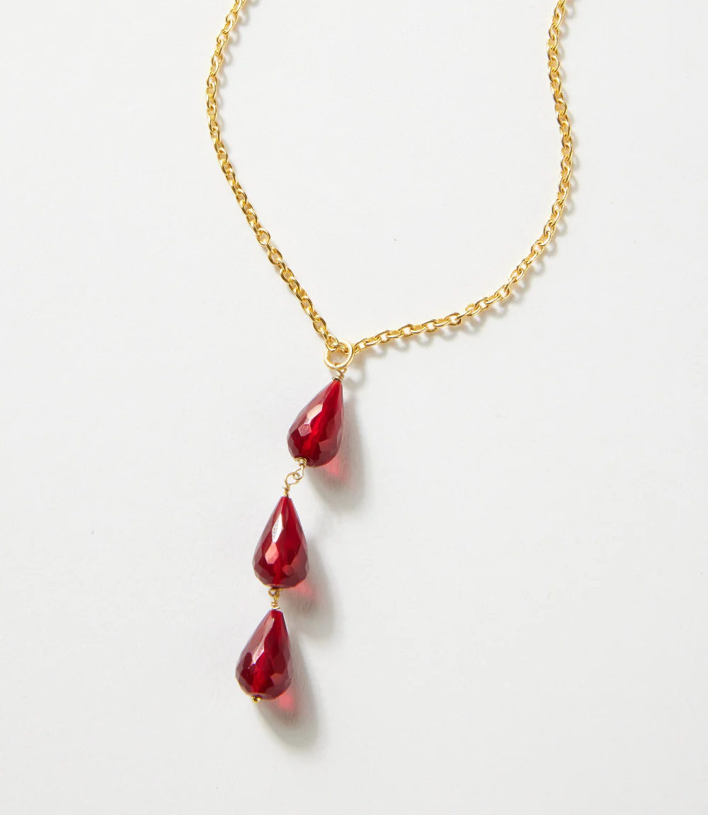 Triple Drop Gemstone Necklace - Image 2