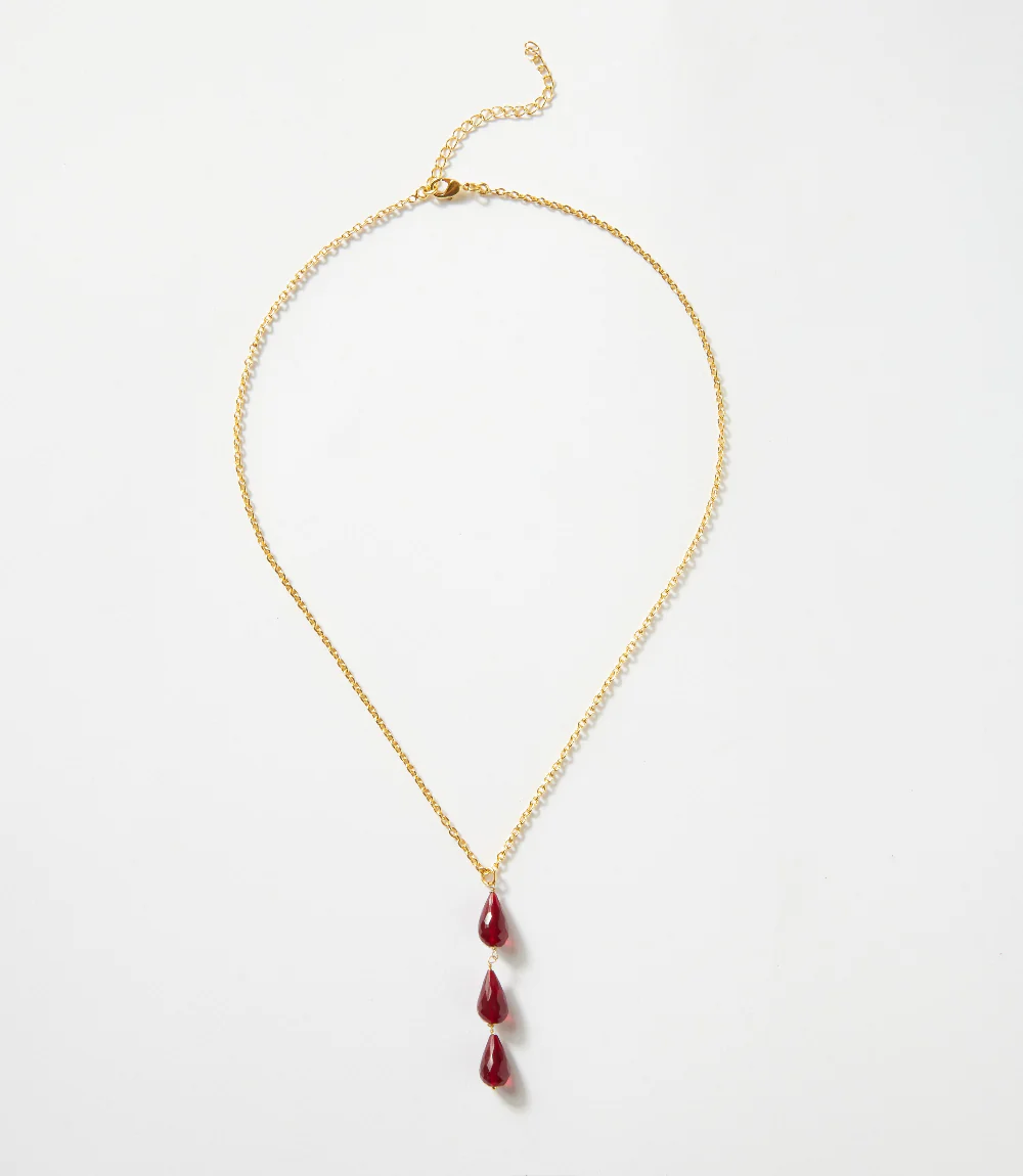 Triple Drop Gemstone Necklace - Image 3