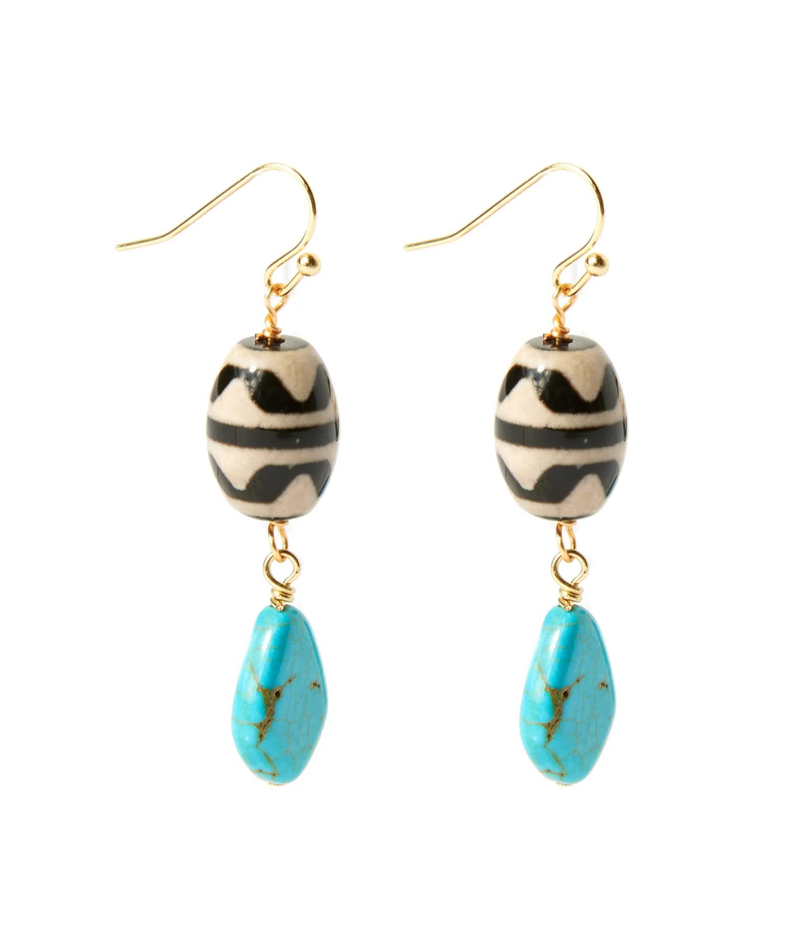 Tulum Blue Golden Drop Earrings - Image 2