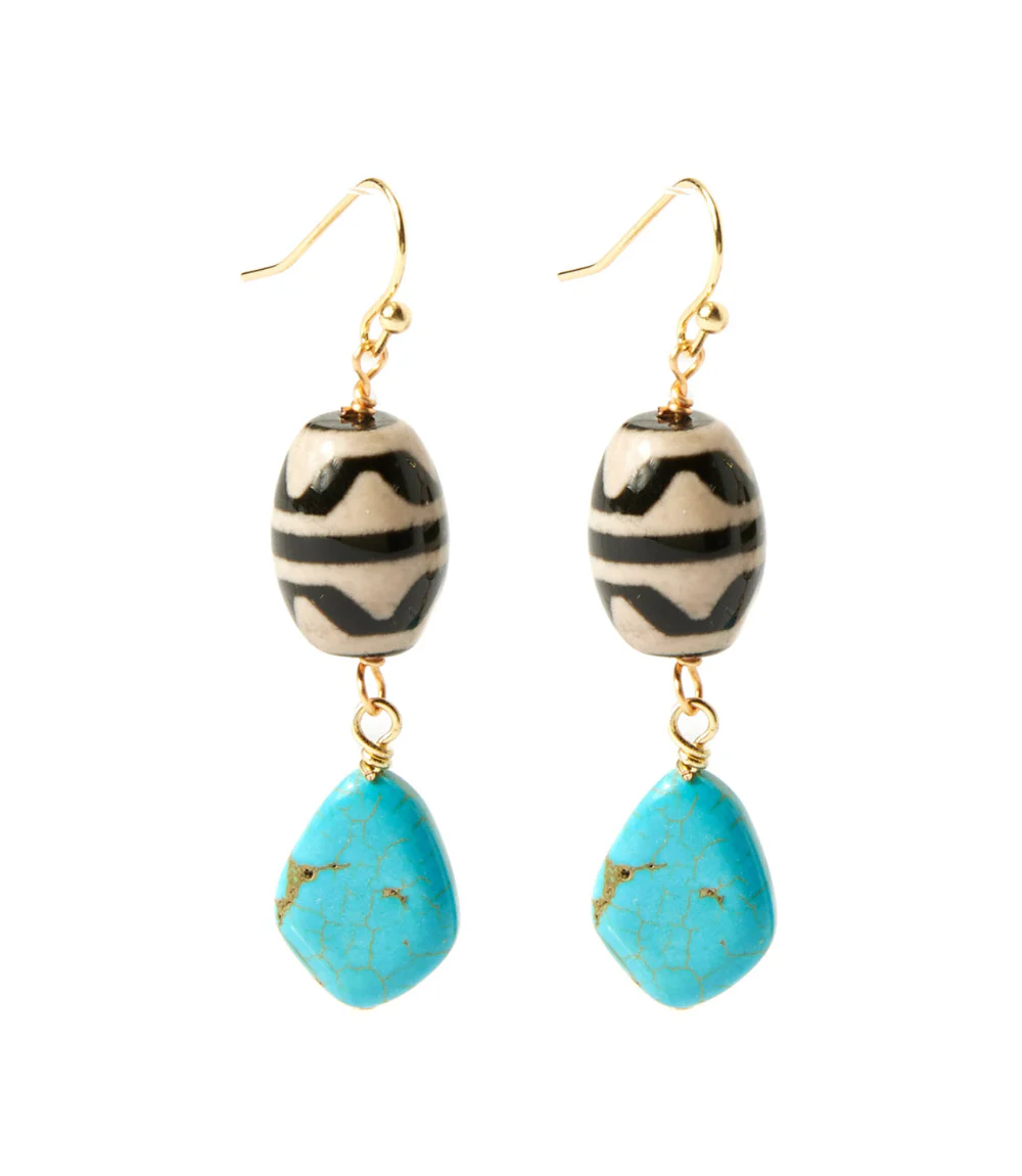 Tulum Blue Golden Drop Earrings - Image 3