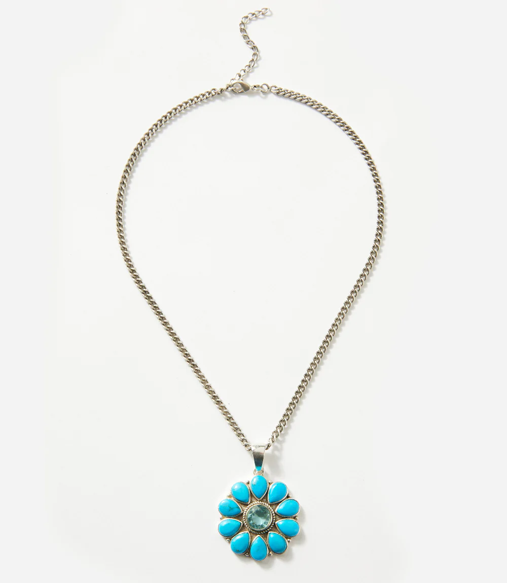 Turquoise And Blue Topaz Pendant Necklace - Image 5