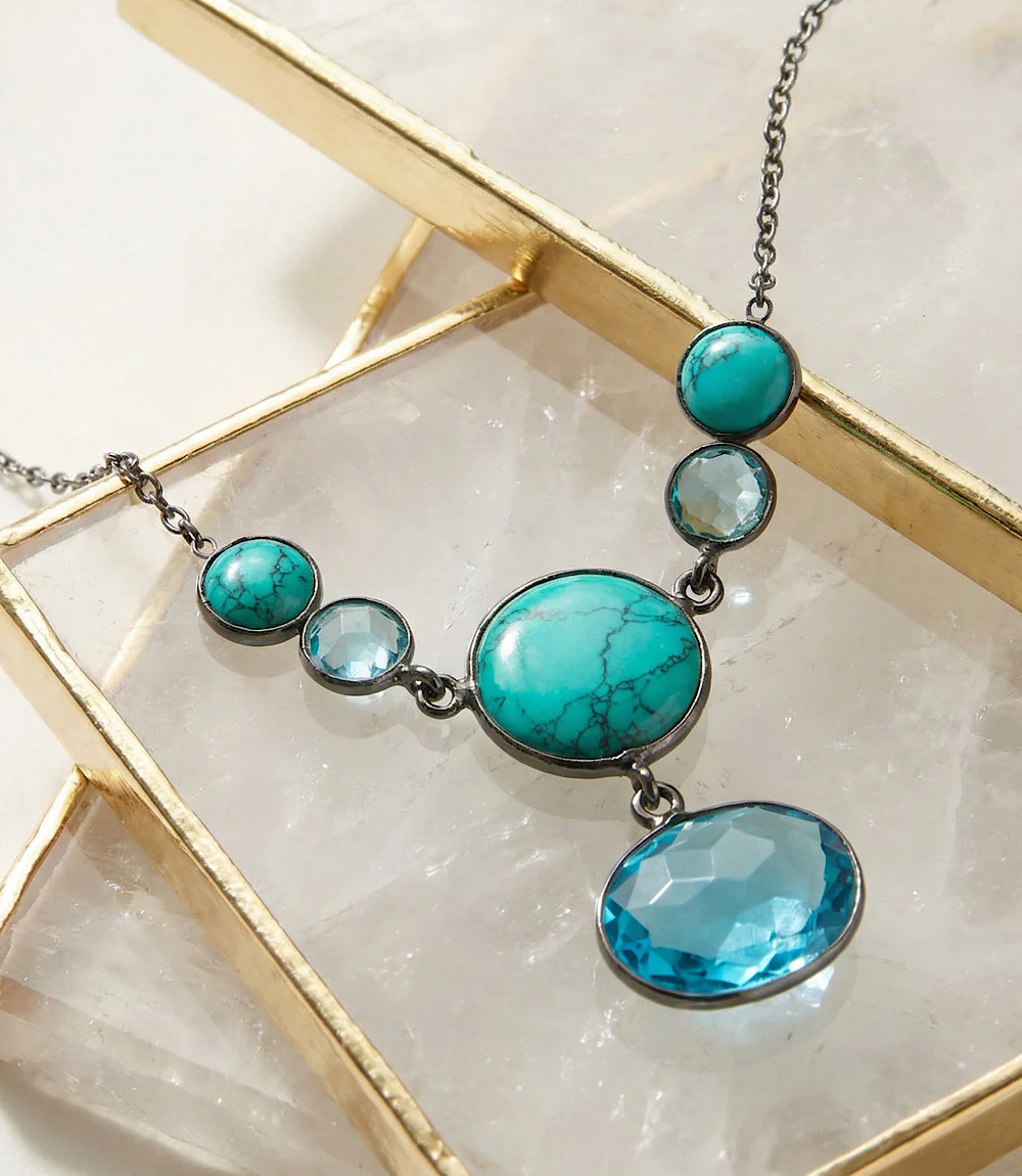Turquoise And Blue Topaz Statement Necklace - Image 2