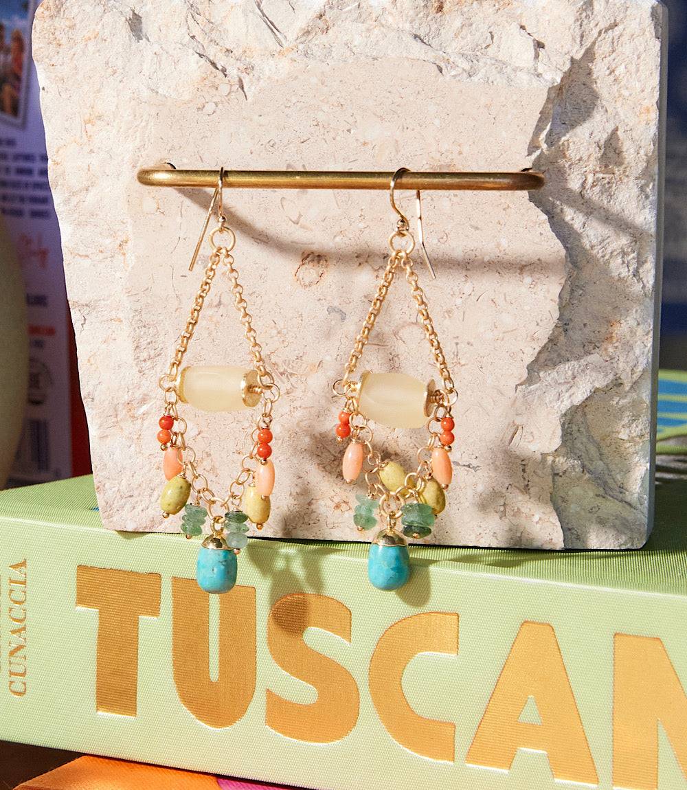 Turquoise Charm Cluster Earrings - Image 4