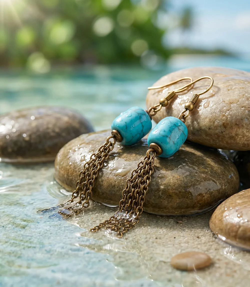 Turquoise Dangling Earrings - Image 3